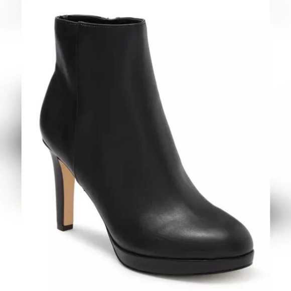 Nine West Kiana Black Heeled Platform Boots Booties size 8. - Picture 1 of 12